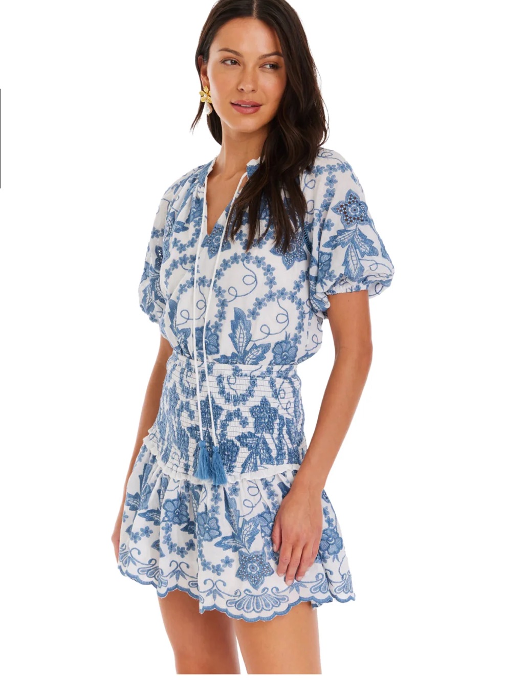 Allison New York Juniper Mini Skirt And Top Set In The Coronet Blue Size S